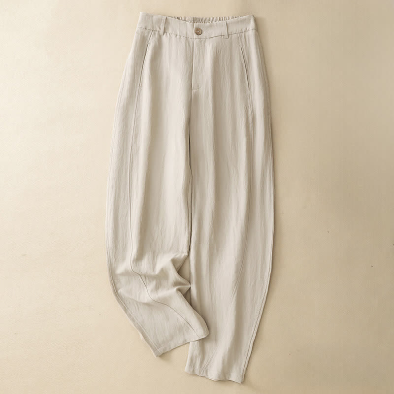 Nimara Ritual Summer Casual Button-Up Solid Zipper Design Ankle Pants Women's Harem Pants With Pocket