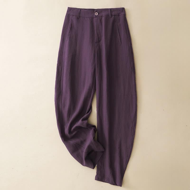 Nimara Ritual Summer Casual Button-Up Solid Zipper Design Ankle Pants Women's Harem Pants With Pocket