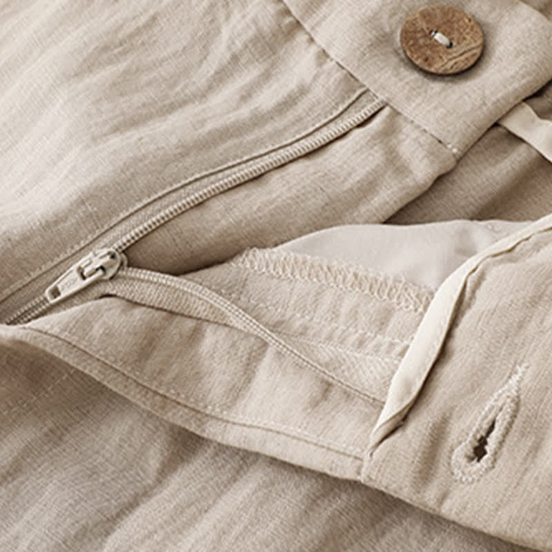 Nimara Ritual Summer Casual Button-Up Solid Zipper Design Ankle Pants Women's Harem Pants With Pocket
