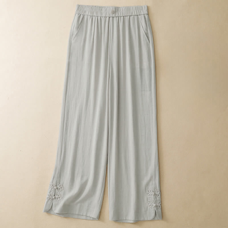 Nimara Ritual Summer Casual Embroidery Solid Cropped Pants Women's Harem Pants With Pocket