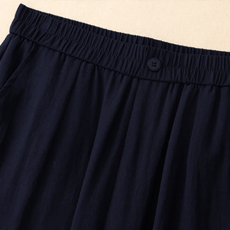 Nimara Ritual Summer Casual Embroidery Solid Cropped Pants Women's Harem Pants With Pocket