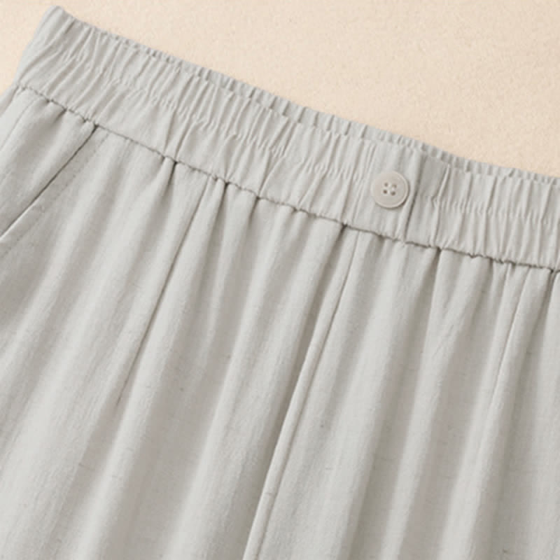 Nimara Ritual Summer Casual Embroidery Solid Cropped Pants Women's Harem Pants With Pocket