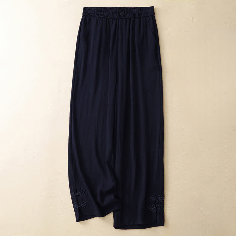 Nimara Ritual Summer Casual Embroidery Solid Cropped Pants Women's Harem Pants With Pocket