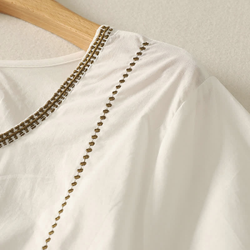 Nimara Ritual Summer Boho Casual Button-up Solid Ruffle Bell Sleeve Women's Short Sleeve Shirts