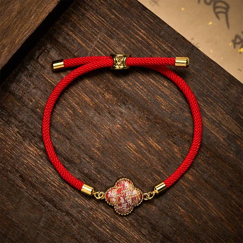 Nimara Ritual Red String Song Brocade Four-leaf Clover Luck Bracelet