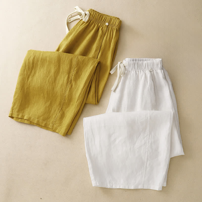 Nimara Ritual Summer Casual Minimalist Drawstring Solid Ankle Pants Women's Straight Leg Pants With Pocket