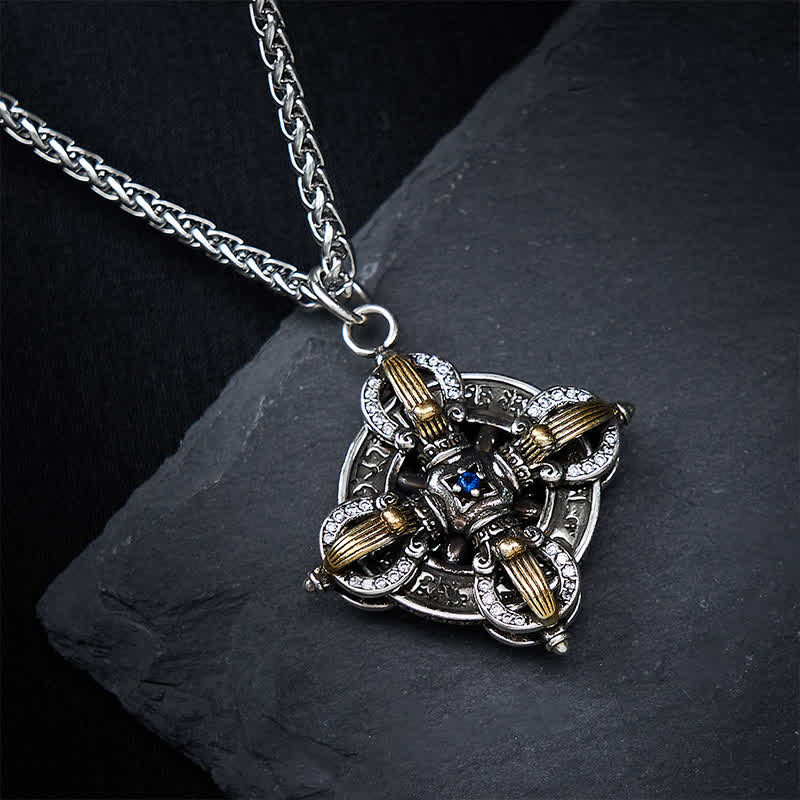 Nimara Ritual Copper Plated With Silver Cross Vajra Pendant Necklace