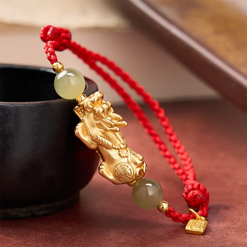 Nimara Ritual Copper Pi Xiu Fu Character Luck Red String Bracelet