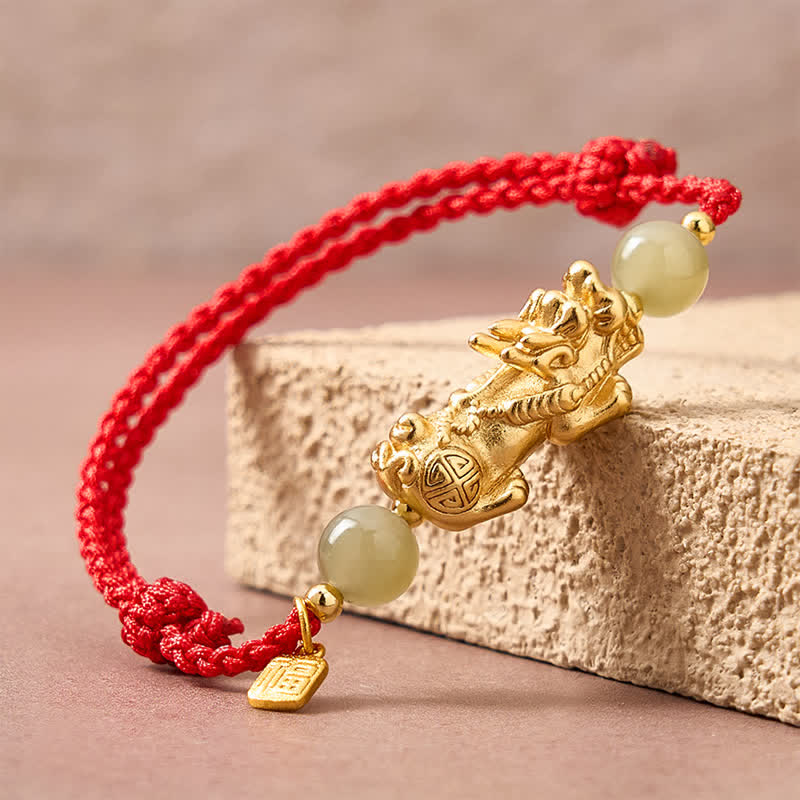 Nimara Ritual Copper Pi Xiu Fu Character Luck Red String Bracelet