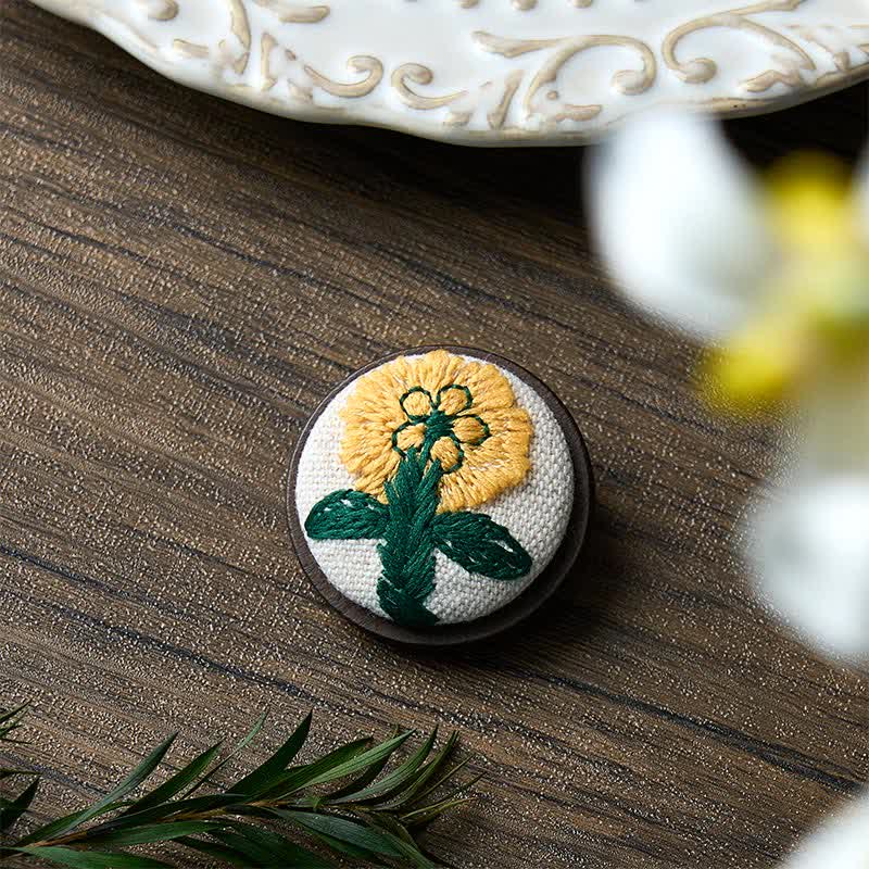 Nimara Ritual Handmade Fabric Flower Grounding Round Brooch