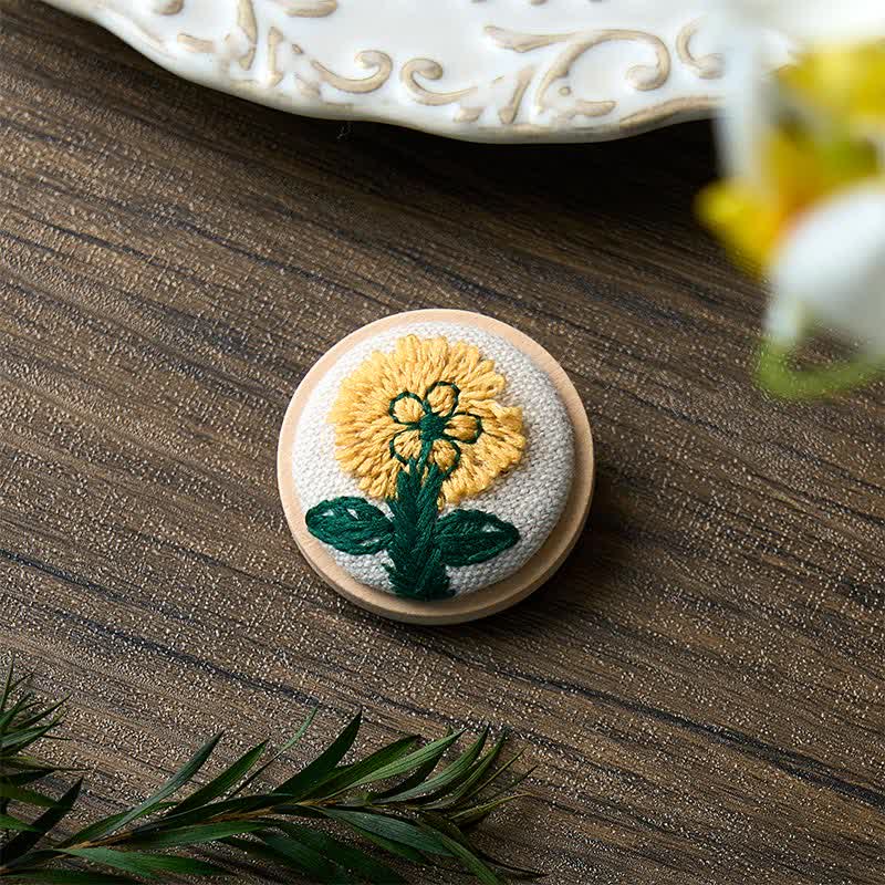 Nimara Ritual Handmade Fabric Flower Grounding Round Brooch