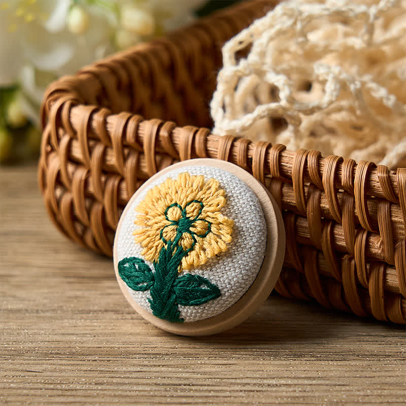 Nimara Ritual Handmade Fabric Flower Grounding Round Brooch