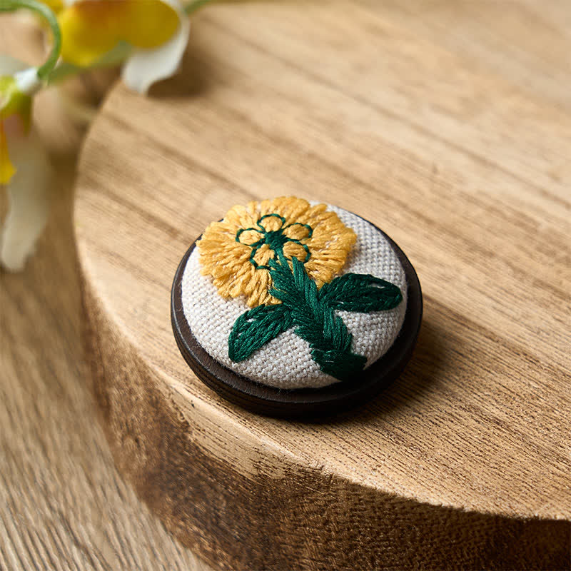 Nimara Ritual Handmade Fabric Flower Grounding Round Brooch