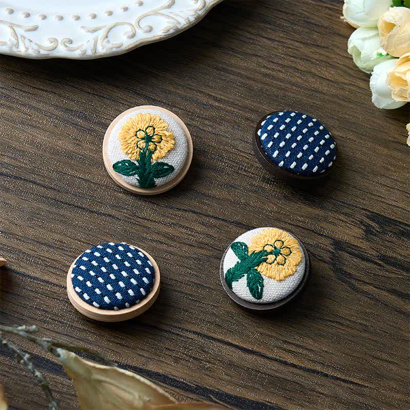 Nimara Ritual Handmade Fabric Flower Grounding Round Brooch