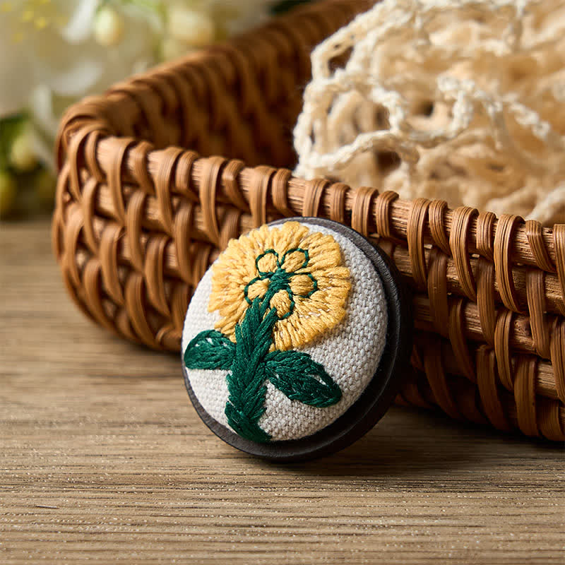 Nimara Ritual Handmade Fabric Flower Grounding Round Brooch