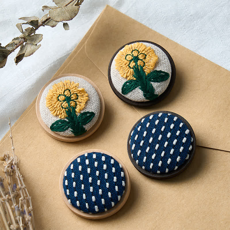 Nimara Ritual Handmade Fabric Flower Grounding Round Brooch