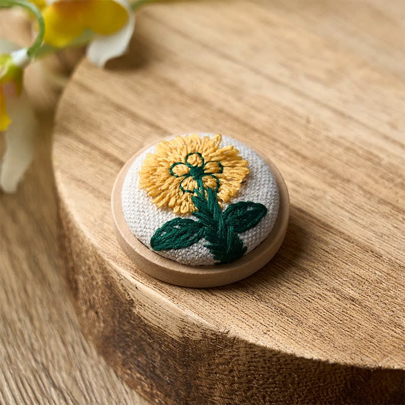 Nimara Ritual Handmade Fabric Flower Grounding Round Brooch