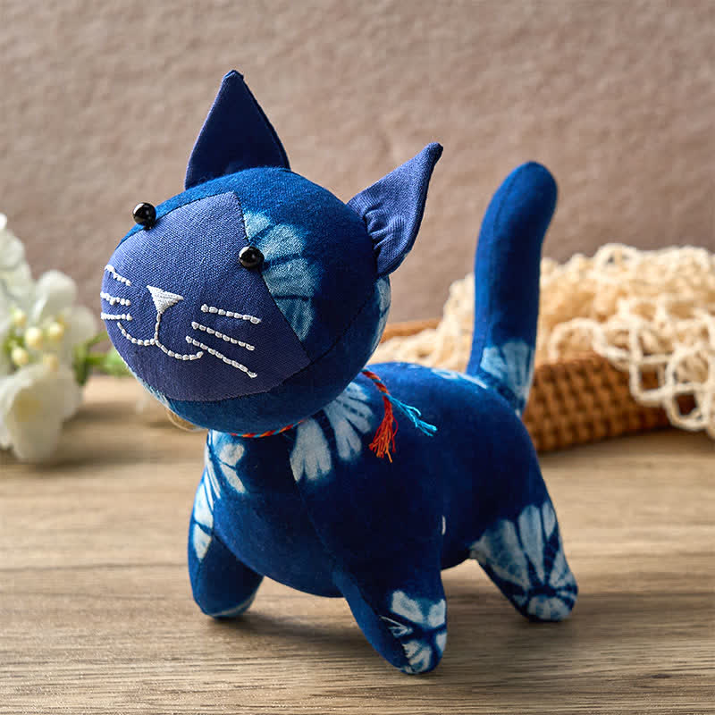 Nimara Ritual Handmade Tie Dye Cotton Cat Decor with Bell