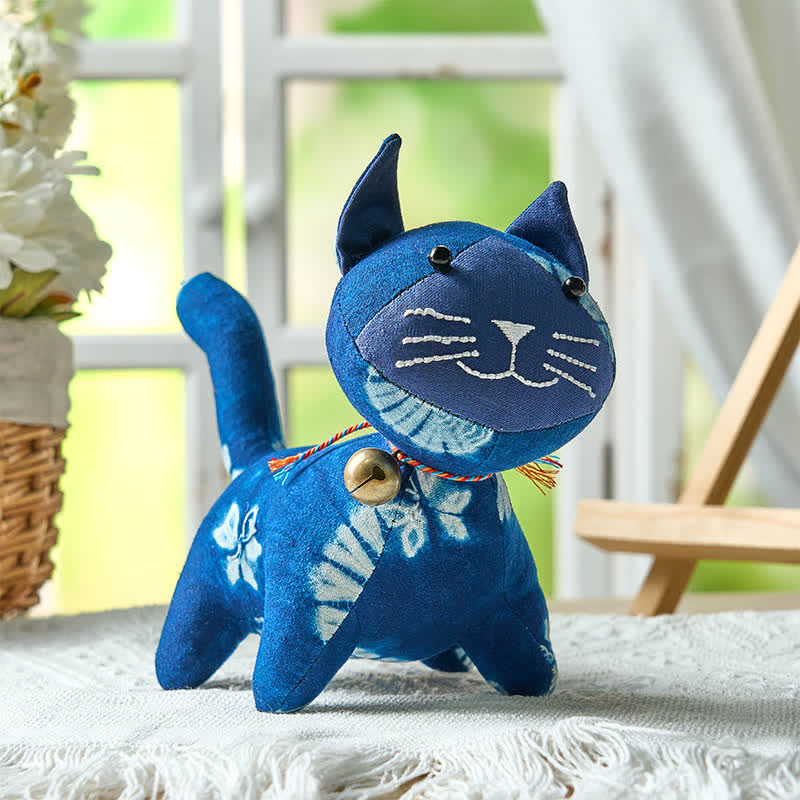 Nimara Ritual Handmade Tie Dye Cotton Cat Decor with Bell