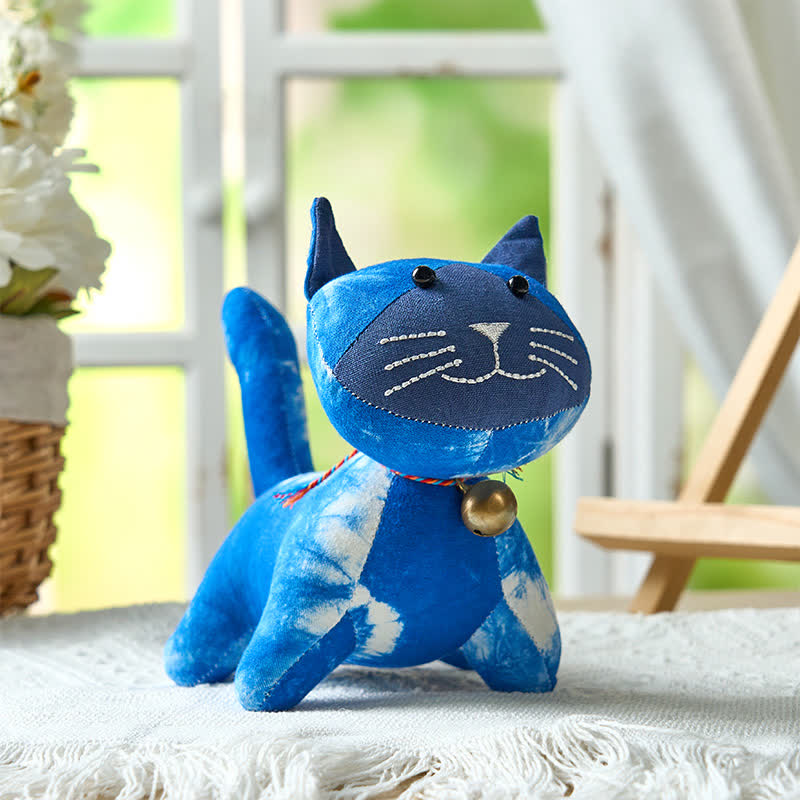 Nimara Ritual Handmade Tie Dye Cotton Cat Decor with Bell
