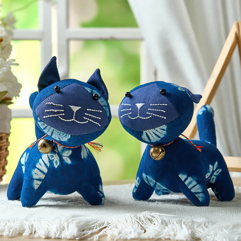 Nimara Ritual Handmade Tie Dye Cotton Cat Decor with Bell