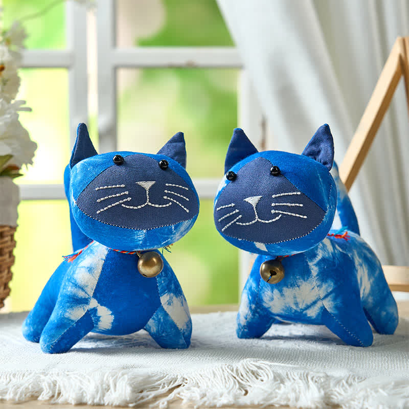 Nimara Ritual Handmade Tie Dye Cotton Cat Decor with Bell