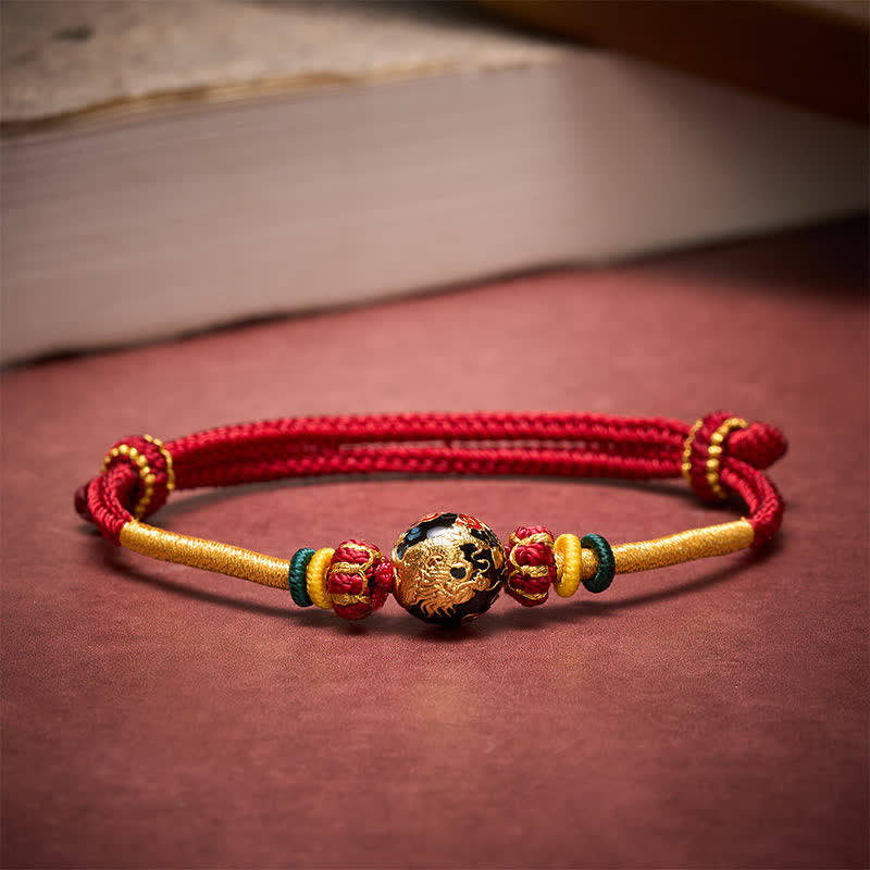 Nimara Ritual Copper Dragon Bead Red String Strength Braided Bracelet