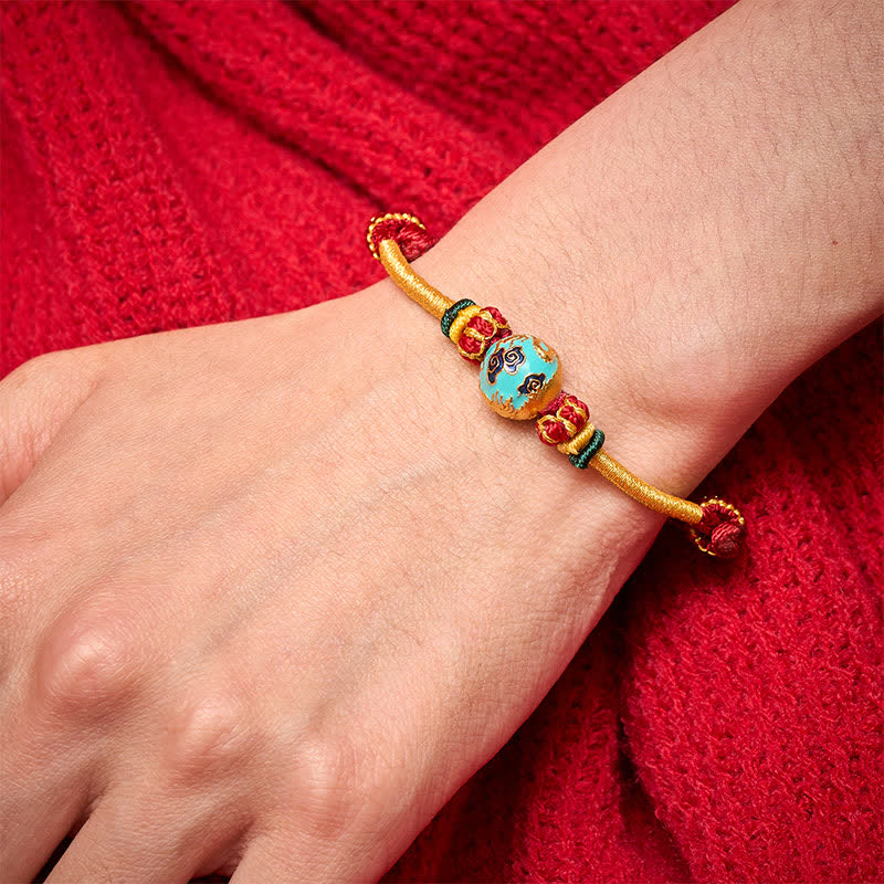 Nimara Ritual Copper Dragon Bead Red String Strength Braided Bracelet