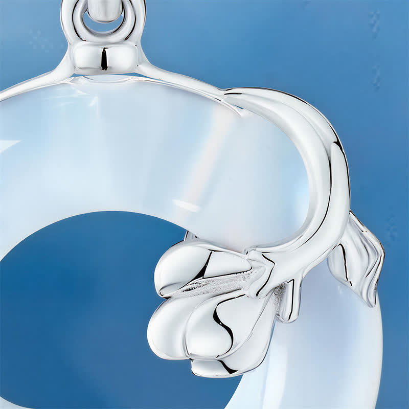 Nimara Ritual White Chalcedony Camellia Peace Buckle Purity Necklace