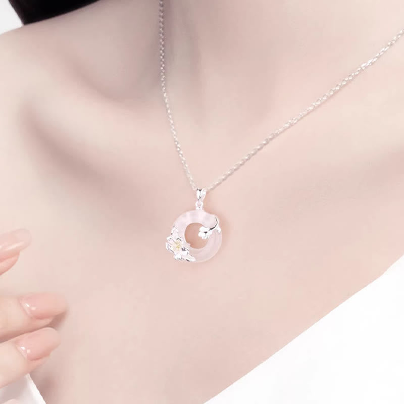 Nimara Ritual White Chalcedony Camellia Peace Buckle Purity Necklace