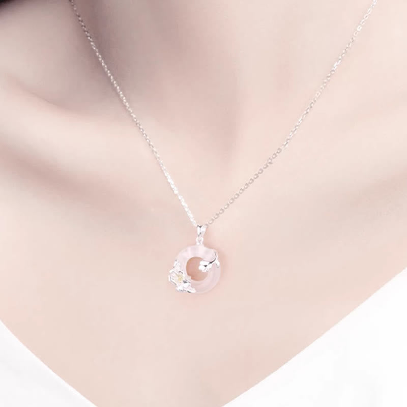 Nimara Ritual White Chalcedony Camellia Peace Buckle Purity Necklace
