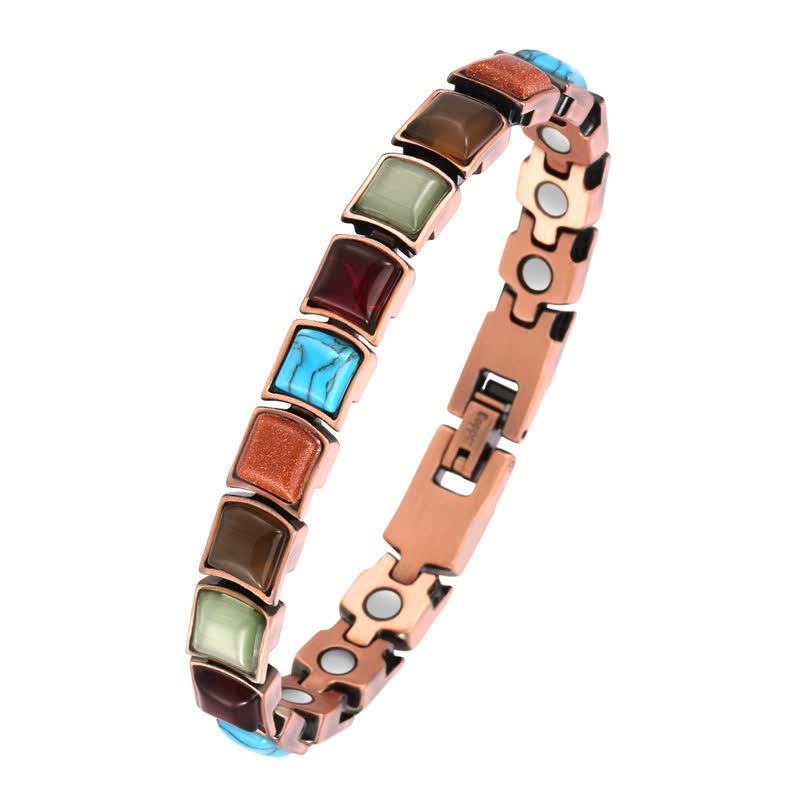 Nimara Ritual Vintage Copper Inlaid Turquoise Balance Magnetic Bracelet