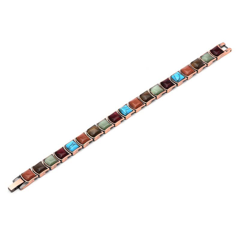 Nimara Ritual Vintage Copper Inlaid Turquoise Balance Magnetic Bracelet
