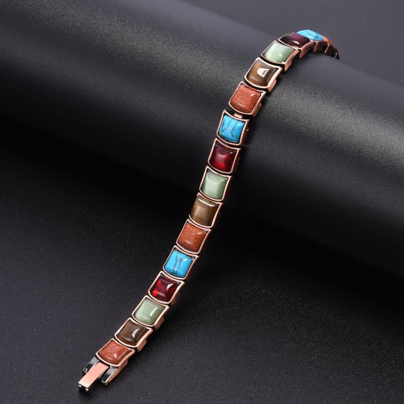 Nimara Ritual Vintage Copper Inlaid Turquoise Balance Magnetic Bracelet