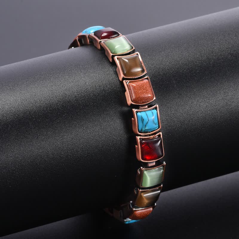 Nimara Ritual Vintage Copper Inlaid Turquoise Balance Magnetic Bracelet