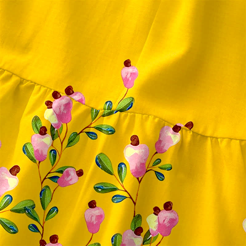 Nimara Ritual Summer Casual Floral Border Pattern Women's Summer Sleeveless Midi Dress With Pockets