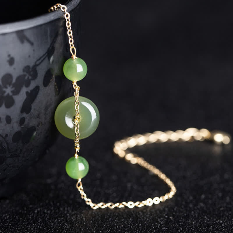 Nimara Ritual Hetian Jade Peace Buckle Harmony Minimalist Round Chain Bracelet