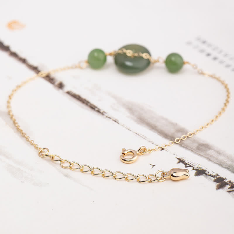 Nimara Ritual Hetian Jade Peace Buckle Harmony Minimalist Round Chain Bracelet