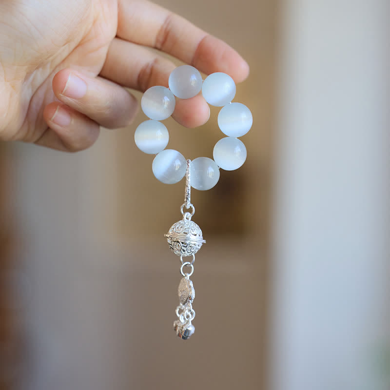 Nimara Ritual White Cat's Eye Bell Ruyi Luck Tactile Meditation Beads Decorations