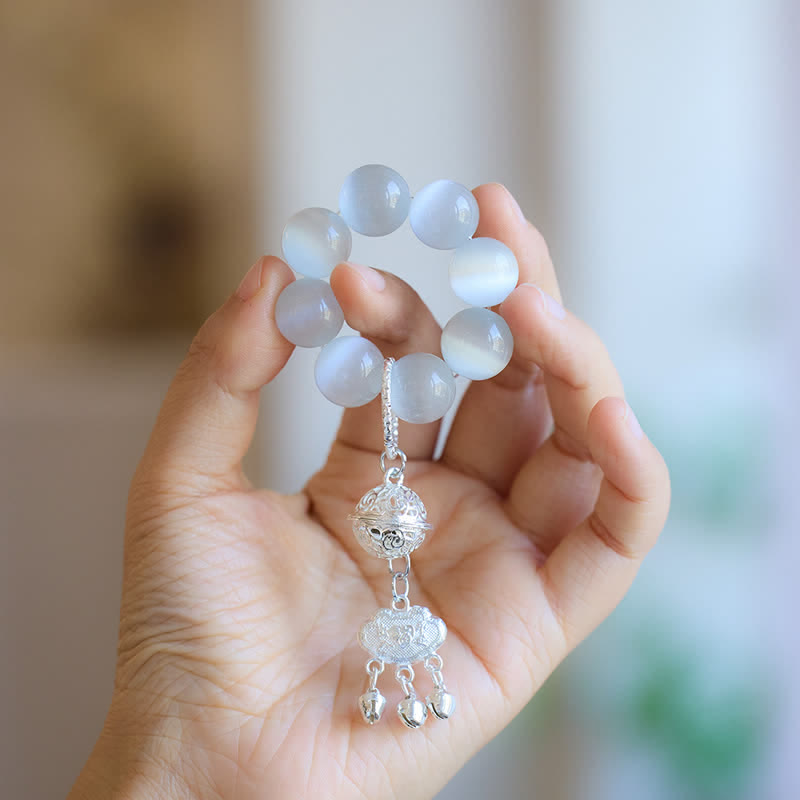 Nimara Ritual White Cat's Eye Bell Ruyi Luck Tactile Meditation Beads Decorations