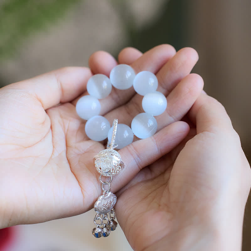 Nimara Ritual White Cat's Eye Bell Ruyi Luck Tactile Meditation Beads Decorations