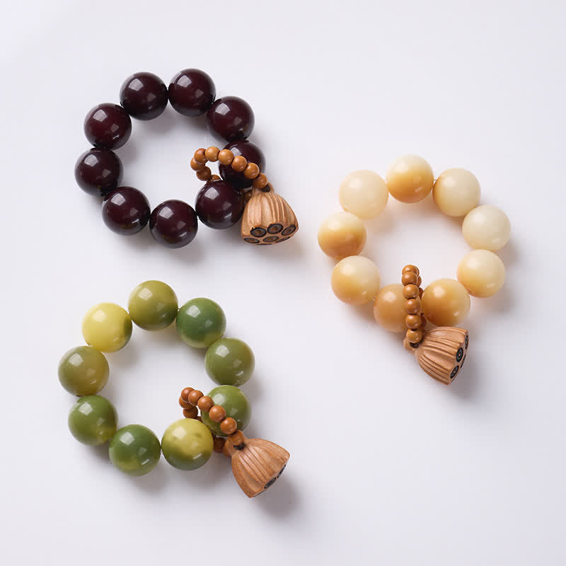 Nimara Ritual White Bodhi Seed Lotus Pod Grounding Hand-Polished Tactile Meditation Beads Decorations