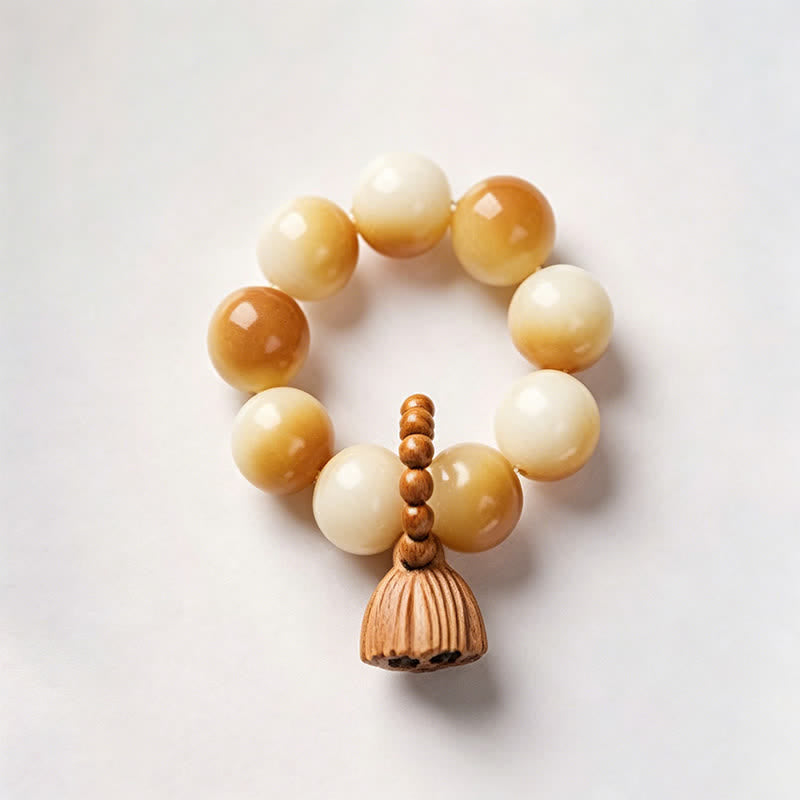 Nimara Ritual White Bodhi Seed Lotus Pod Grounding Hand-Polished Tactile Meditation Beads Decorations