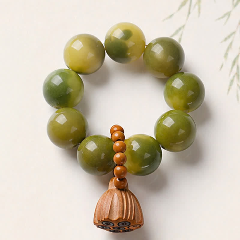 Nimara Ritual White Bodhi Seed Lotus Pod Grounding Hand-Polished Tactile Meditation Beads Decorations