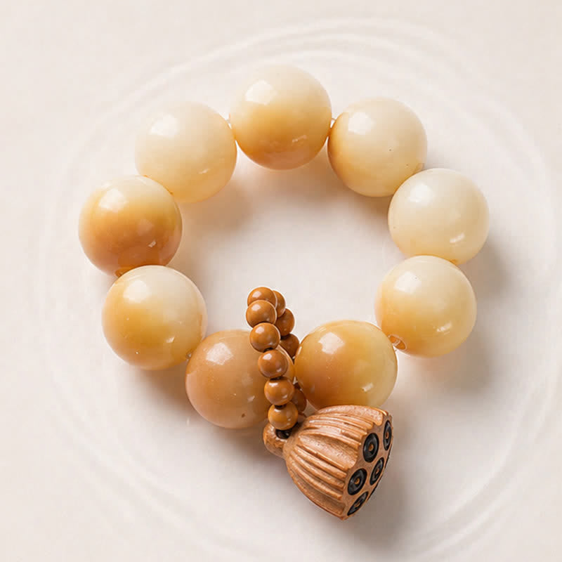 Nimara Ritual White Bodhi Seed Lotus Pod Grounding Hand-Polished Tactile Meditation Beads Decorations