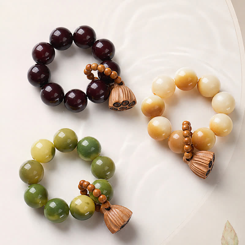 Nimara Ritual White Bodhi Seed Lotus Pod Grounding Hand-Polished Tactile Meditation Beads Decorations