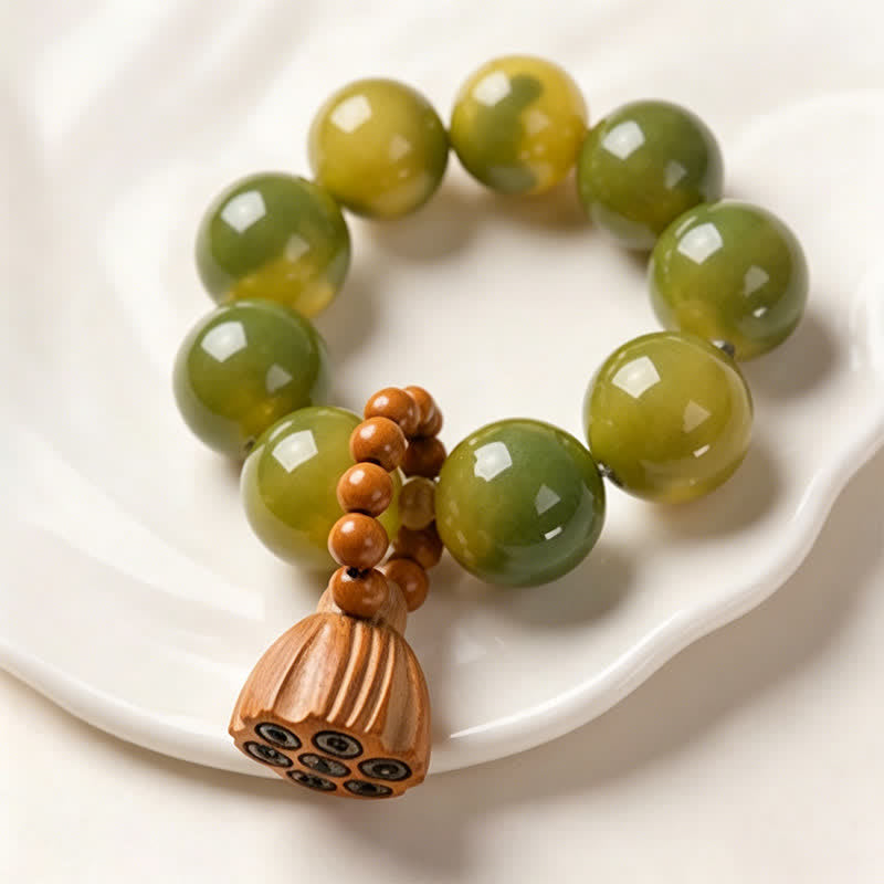 Nimara Ritual White Bodhi Seed Lotus Pod Grounding Hand-Polished Tactile Meditation Beads Decorations
