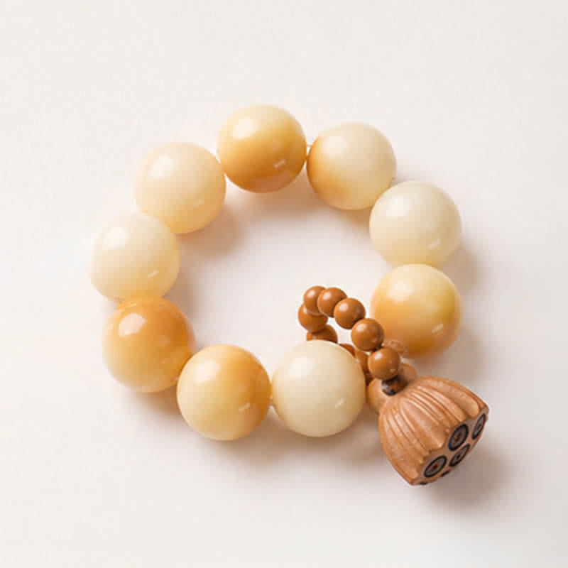 Nimara Ritual White Bodhi Seed Lotus Pod Grounding Hand-Polished Tactile Meditation Beads Decorations