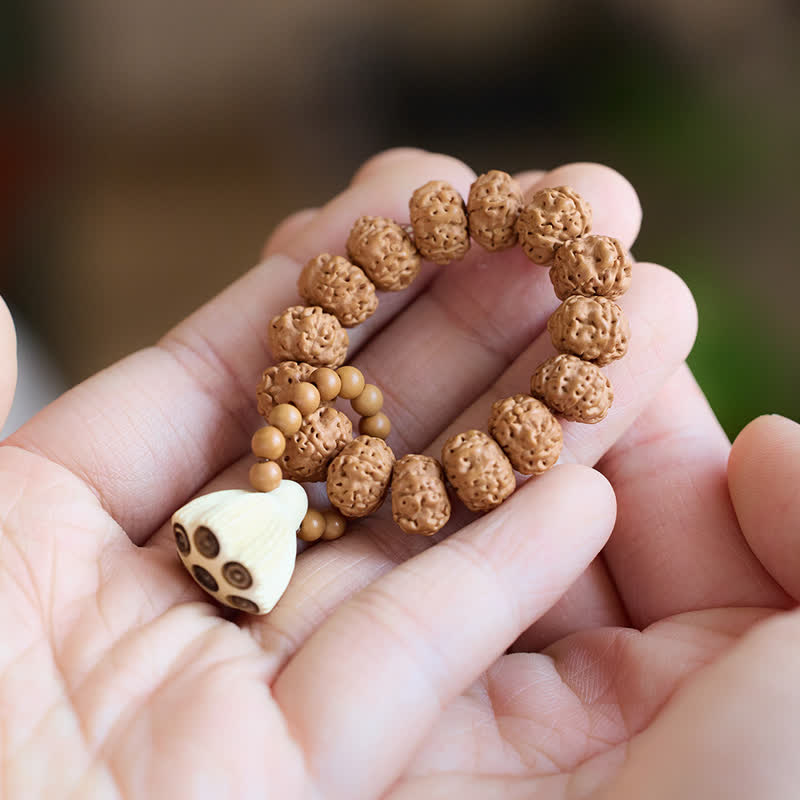 Nimara Ritual Vajra Seed Hand-Polished Lotus Pod Pendant Tactile Meditation Beads Decorations
