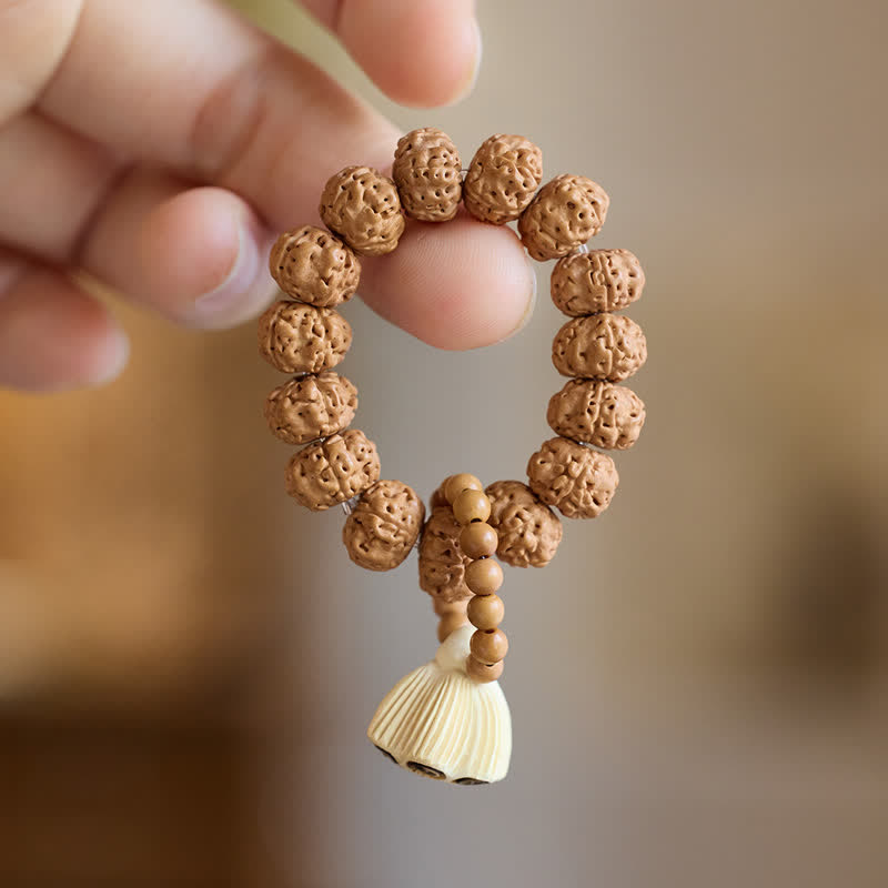 Nimara Ritual Vajra Seed Hand-Polished Lotus Pod Pendant Tactile Meditation Beads Decorations